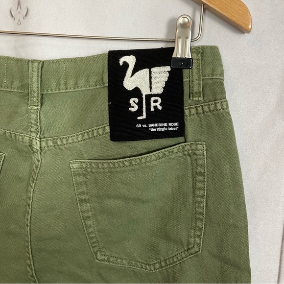 Sandrine Rose FREE PEOPLE Bermuda Shorts Army Green Cotton & Linen Denim Sz 27 - Picture 4 of 8